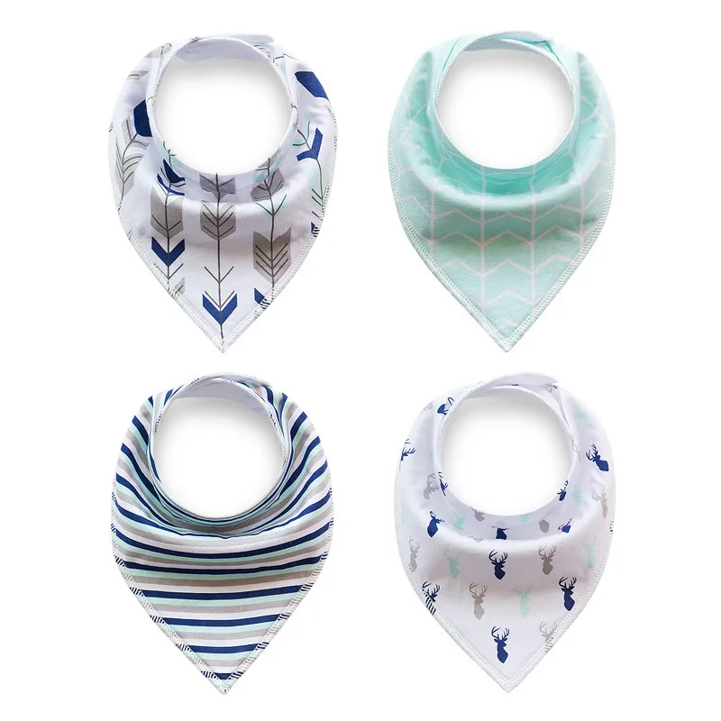 4PCS Infant Kids Baby Bibs Boy Girl Saliva Towel Dribble Triangle Bandana Apron