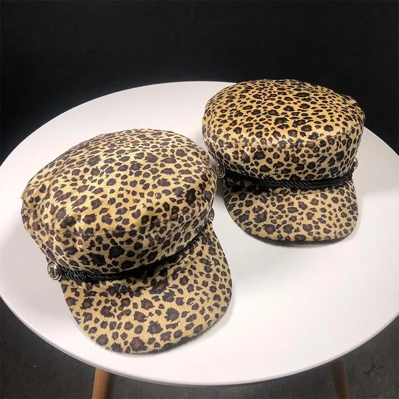 New Autumn Winter Hats for Women Animal Leopard Print Beret Girl Hats