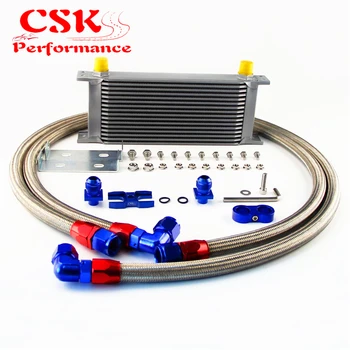 

16 Row 248mm AN10 British Oil Cooler Kit w/ Brackets Fits For BMW E36 Euro E82 E9X 135/335 E46 M3 E90 E92 Black/Silver