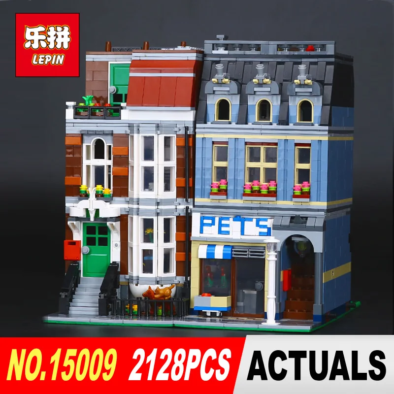 

DHL LEPIN 15009 2128Pcs City Street set Pet Shop Model Building Kits Blocks action bricks toy 10218 Educational Gift for Girl