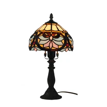 1 легкий Европейский ретро витражи Стекло классическая настольная лампа Тиффани Стиль цветочный узор из металла База Настольные лампы украшения дома tl166
