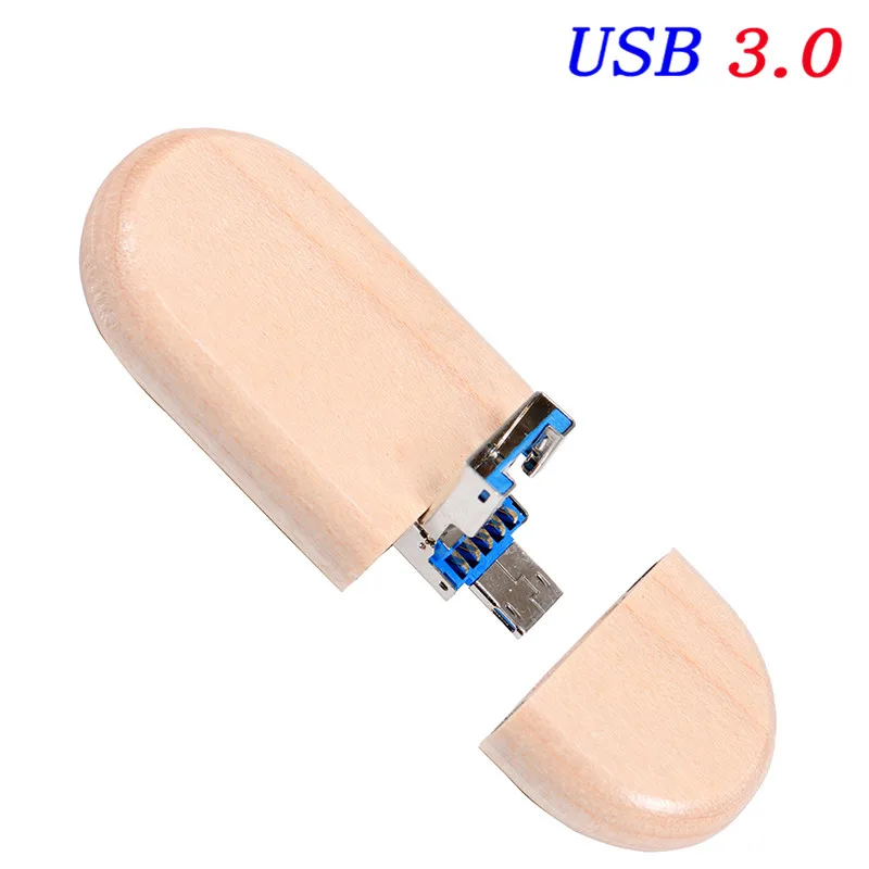 JASTER деревянный 2-в-1 сменный интерфейс USB 3,0 PC и Android USB флеш-накопитель 4 Гб до 128 ГБ Пользовательский логотип - Цвет: Maple