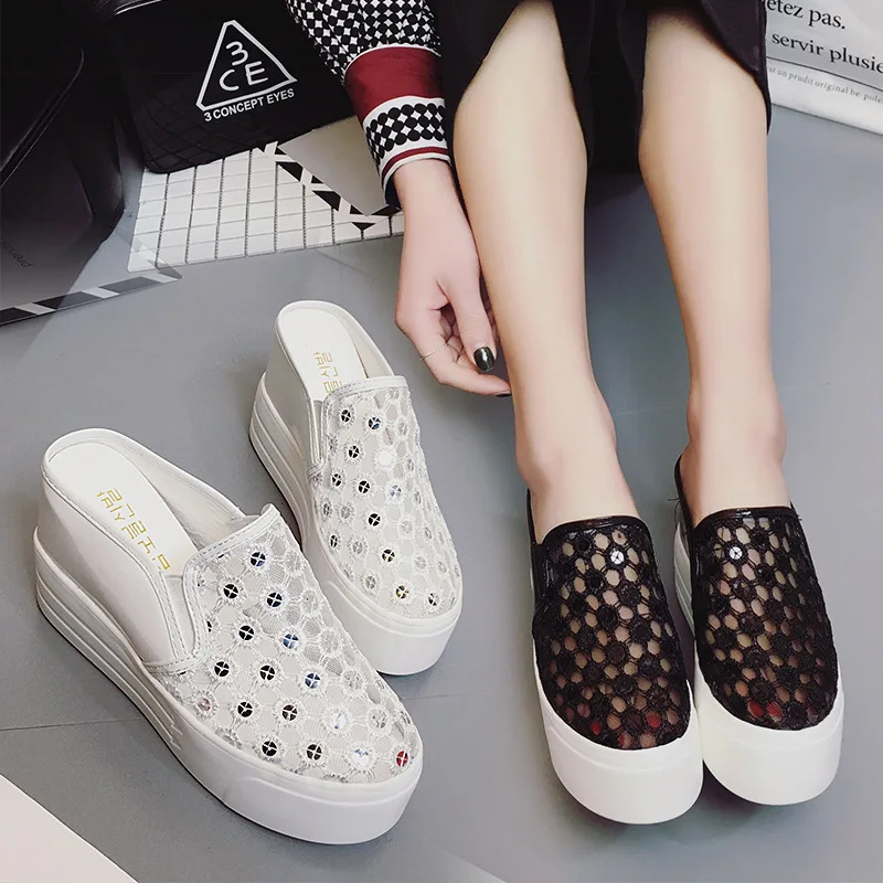 

With Rhinestones Modis Female Brief Flat Leather Clogs Platform Closed Toe Rubber Slippers Med Parkside Air Mesh New 2019