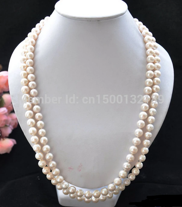 

j00426 lustre 50" 10mm ROUND white Freshwater cultured PEARL NECKLACE NEW