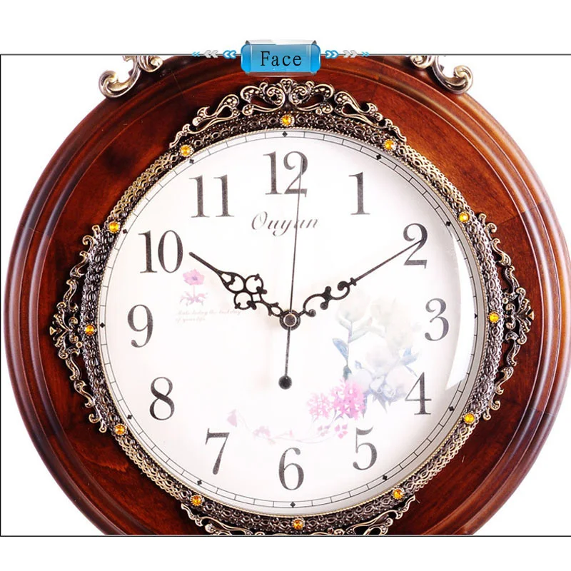 OUYUN Antique Wooden Wall Clocks Pendulum Fashion Modern Luxury Wall