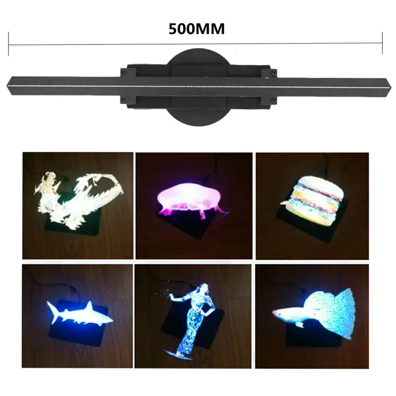 50cm/1.64ft WiFi 3D Holographic Projector Display Fan Advertising Light LED Unique Hologram Player Projector EU/US/UK Plug
