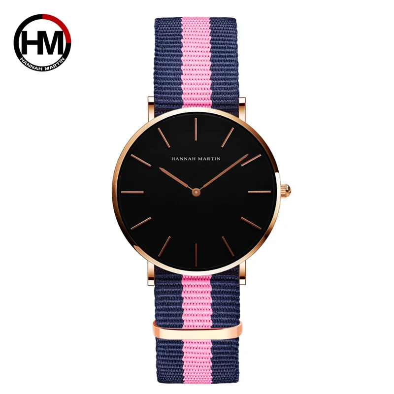 Часы HANNAH MARTIN женские кварцевые с кожаным ремешком нейлоновым ремешком|wristwatch