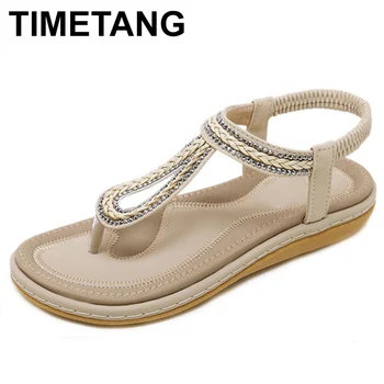 

TIMETANG Summer shoes women bohemia beach flip flops soft flat sandals woman casual comfortable plus size 35-42