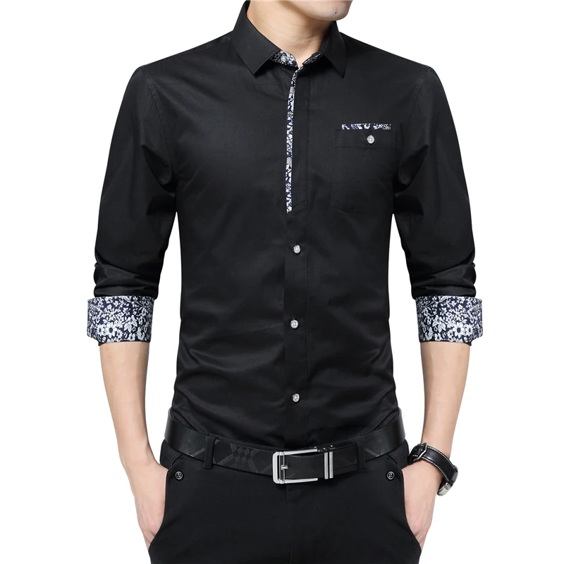 

Plus Size 5XL 2016 New Luxury Brand Men Shirts Non-ironing Long Sleeve Shirt Turn Down Collar Slim Shirt Mens Designer Clothes