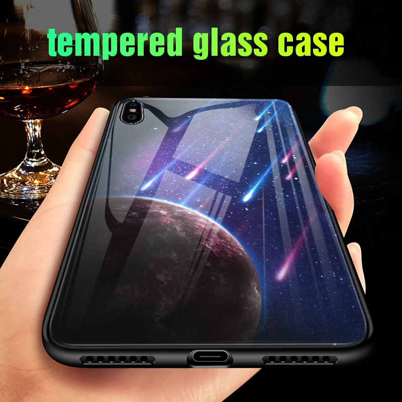 Artisome Glass Phone Case For iPhone 6 s 7 8 Plus Silicone Star Space Cover Case For iPhone X 10 XS MAX Luxury Case For iPhone 6 (11)