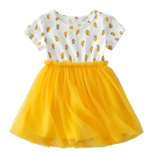 

Pudcoco 2019 Summer Kid Baby Girl Fruits Print Tulle Dress Princess Party Pageant Sundress Yellow Casual