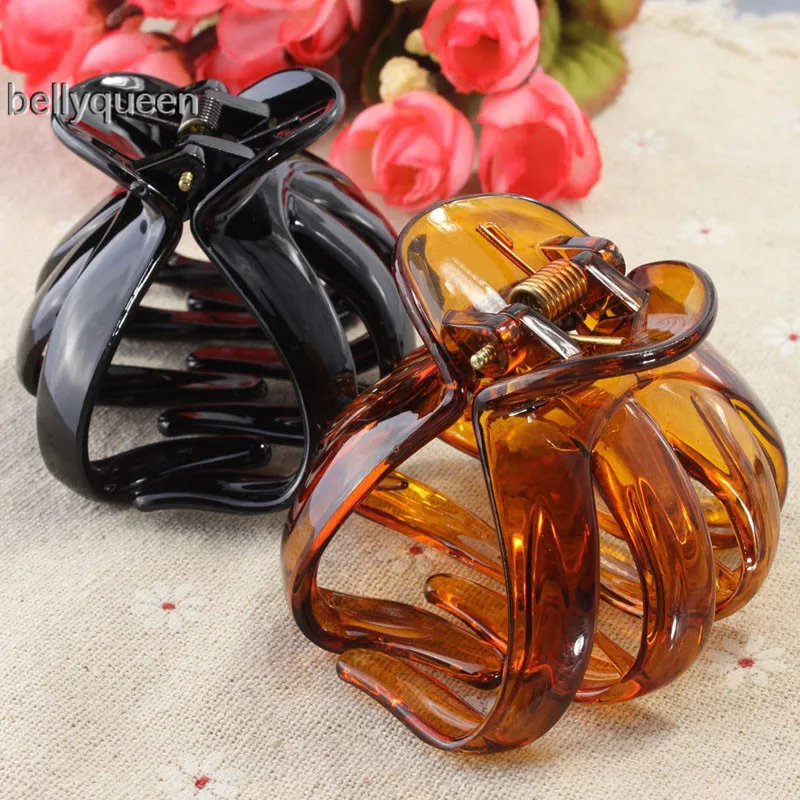 

2018 Women Lady Plastic Octopus Claw Hair Clip Handle Hairpin Accessory Styling Tools Curved Design Heart Shape Solid Fashion