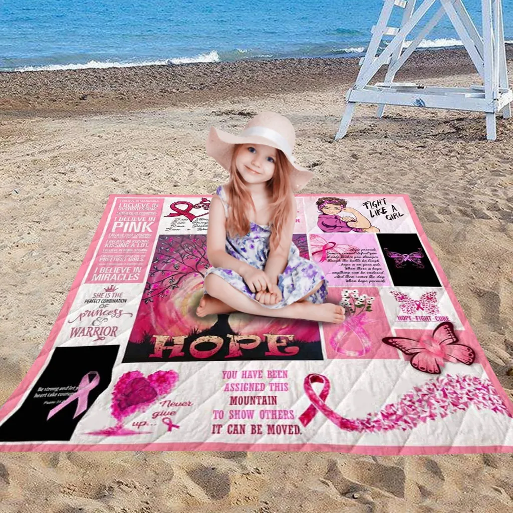 

96x114cm PVC Soft Cloth Comfort Carpet Breast Cancer Awareness Household Camping Blanket Napping pad outdoor mat rug Gift #4/6