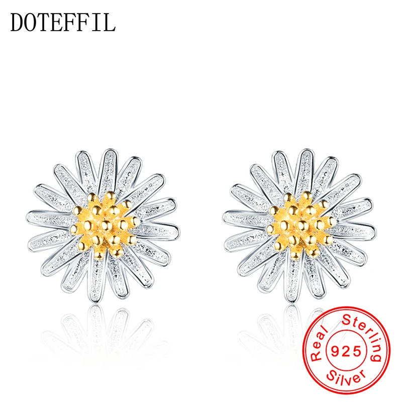 Женские серьги гвоздики из серебра 100% пробы с хризантемой|flower stud earrings|fashion earringsstud