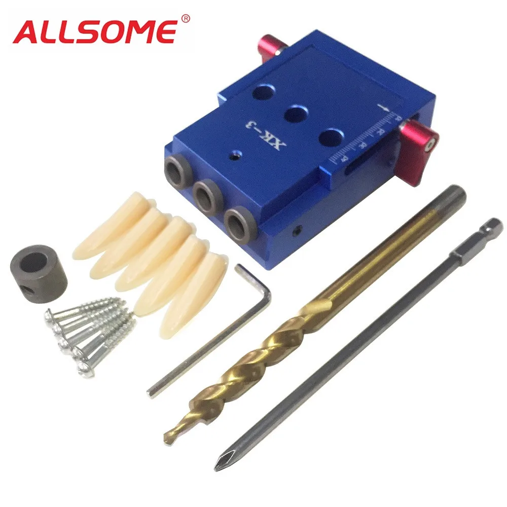 

ALLSOME Woodworking Tool Pocket Hole Jig Woodwork Guide Repair Carpenter Kit System 9.5mm Drill Bit