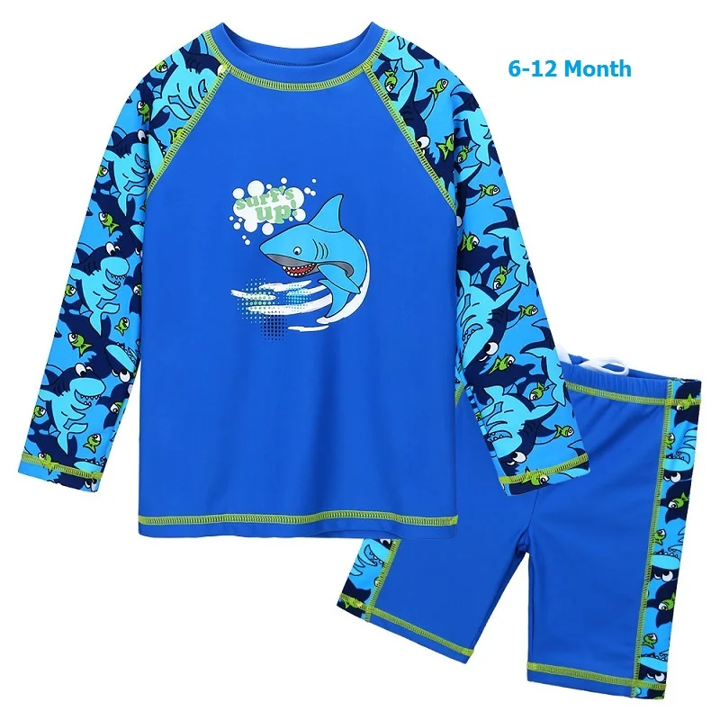 S299 Navy 6-12 M BAOHULU/детская одежда для купания с длинными рукавами; детский купальный костюм из двух предметов; UPF50+ одежда для купания для малышей; пляжная одежда для мальчиков - Цвет: S299 Navy 6-12 M
