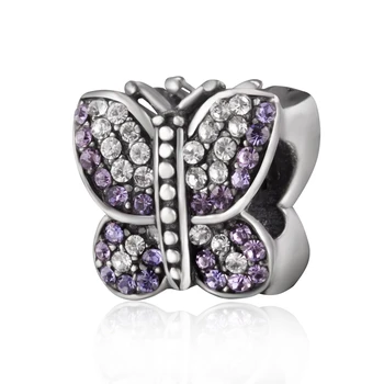 

Spring Series Genuine 925 Sterling Silver Sparkling Butterfly Beads Charms fit Bracelets Bangle DIY Jewelry