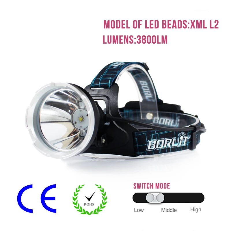 

Headlamp B10 XM-L2 LED Zoom 3-Mode Headlight Flashlight Waterproof Head Torch Perfect for Hunting Fishing Walking Camping Hiking