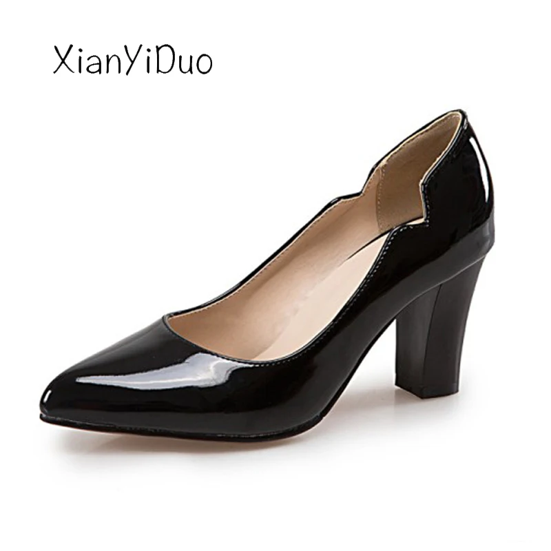 

Xianyiduo Patent leather Slingbacks Spring Women's Shoes Slip-On Pointed toe high heels Pumps red wedding big size34-47/62-3