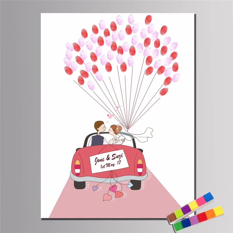 

1Pc Fingerprint Wedding Tree Painting DIY Fingerprint Tree Wedding Guest Book Baby Shower Party Decorations (With 2Pcs Inkpad)