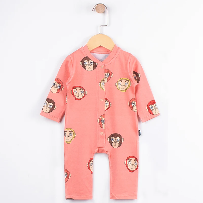 TinyPeople/ детские комбинезоны с принтом обезьяны; хлопковый комбинезон для новорожденных мальчиков; Одежда для девочек; одежда для малышей; комбинезон с длинными рукавами