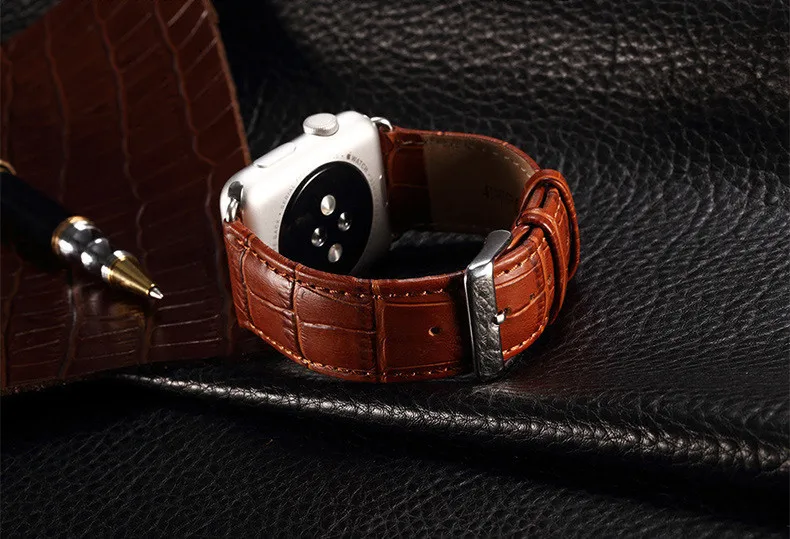 Кожаный ремешок для apple watch band apple watch 5 4 3 band 44 мм/40 мм correa iwatch 5 4 3 42 мм/38 мм браслет из бамбука ремешок для часов