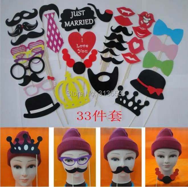 

NEW Arrival BIG SIZE WEDDING PROPS PHOTO BOOTH FUNNY MASK LIPS MOUSTACHE CROWN GLASSES STICK D.I.Y FOR PARTY DECORATION