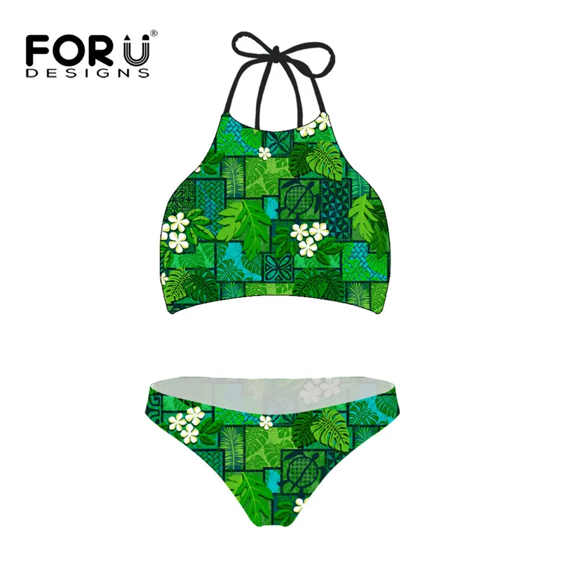 FORUDESGINS Swimming Swimwear Women Moku Malihini Printing High Waist ...