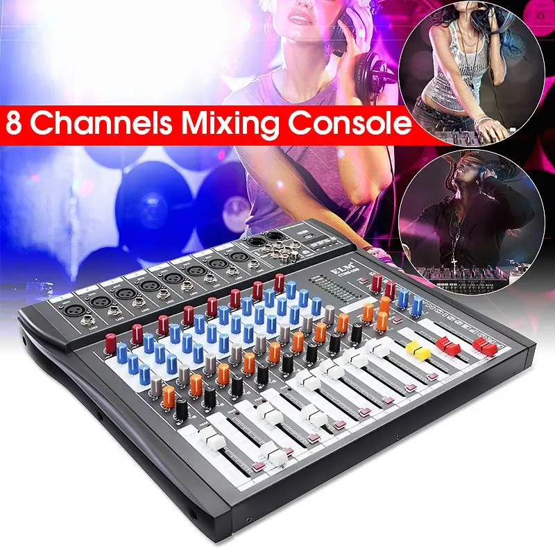 

ELM CT80S 8 Channel Professional Live Studio Audio Mixer Console Amplifier with 48V Phantom Power