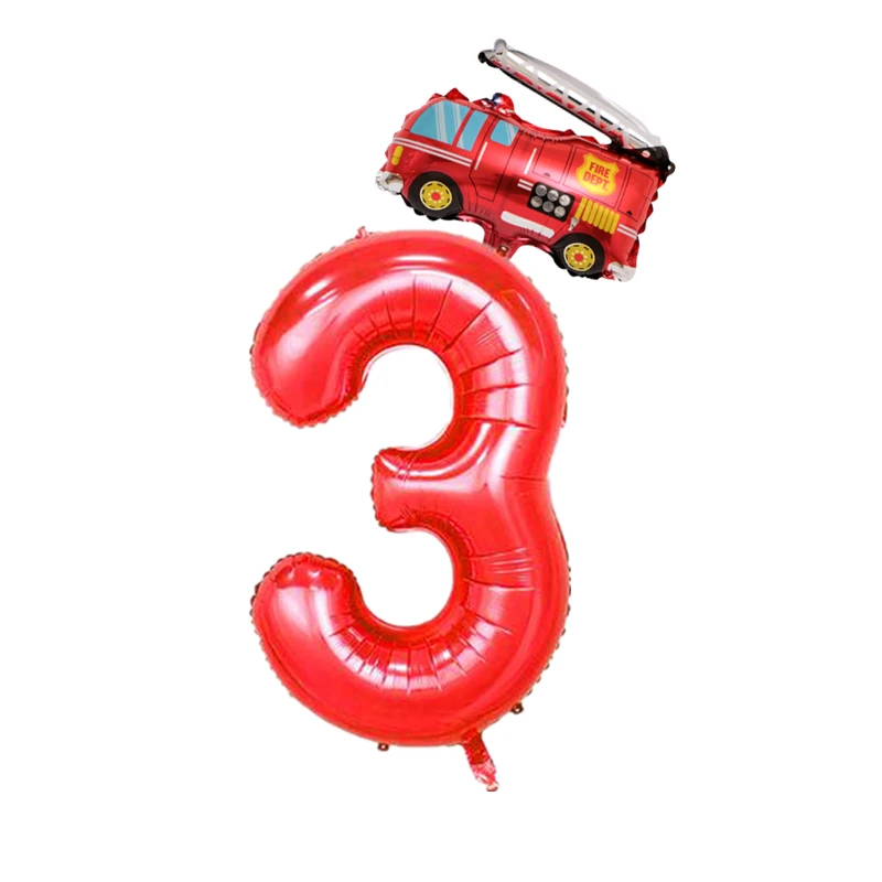 2 шт. мини самолет пожарная машина фольги Воздушные шары 32 дюйма Красный номер воздушные шары 1 2 3 4 5 6 7 8 9 лет День рождения украшения детские игрушки