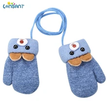 LONSANT/новые зимние женские перчатки для маленьких мальчиков, детские бархатные Лоскутные перчатки с мультипликационным принтом и веревкой, сохраняющие тепло рукавицы
