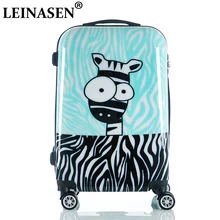 Милый мультяшный Детский чемодан на колесиках, чемодан на колесиках, тележка для студентов, 20/24 дюймов, дорожная сумка с рисунком зебры