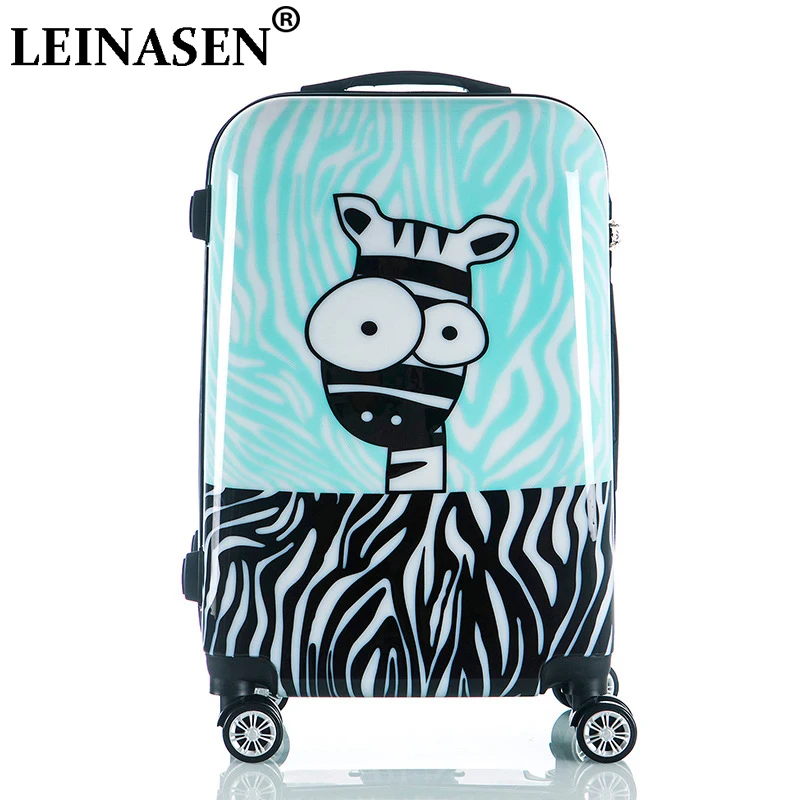 

Cute Cartoon Children Rolling Luggage Spinner Suitcase Wheels Students Cabin Trolley 20/24 inch zebra pattern Travel Bag