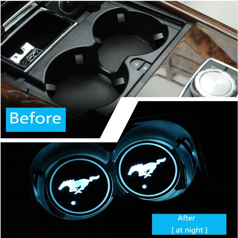 

7 Colors LED Light Auto-sensing Turn on Car Coaster USB Rechargeable Cup Holder Bottom Pad Anti-slip Mat Coaster Lamp Auto Cover
