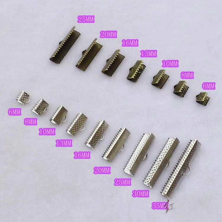 

8mm rhodium plated Crimp end beads leather cords clasp Textured Caps tips String ribbon clip choker Necklace Bracelet Connector