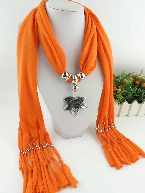 Сплав кленовые кисточки Шарфы с подвесками женские шали шарфы женские роскошные ювелирные изделия шарф - Цвет: Оранжевый