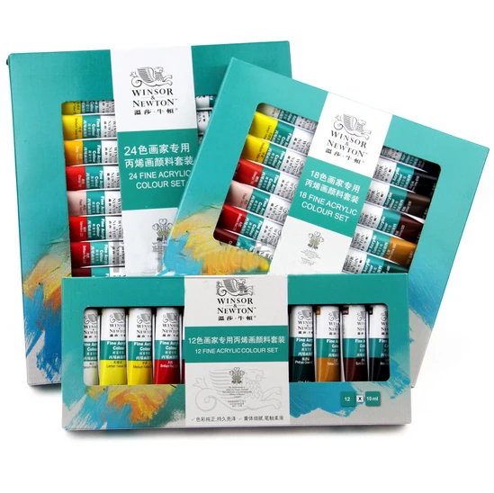 

10ML 24colors/set WINSOR & NEWTON Acrylic Paints set Hand-painted wall painting textile paint colored Art Supplies AOA020-24