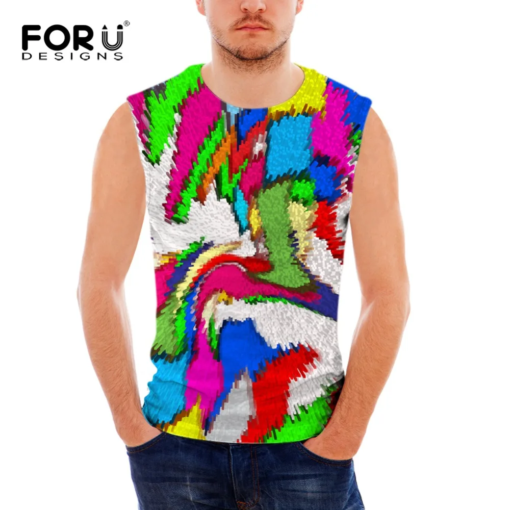 

FORUDESIGNS Men Tank Top Bodybuilding Fitness Mens Tank Shirts Cool Design Mixed Color Summer Clothes Muscle Vest Sleeveless