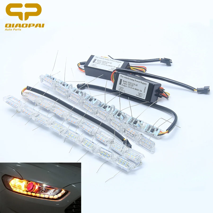 

12V 10W car Telescopic stretchable double color crystal lamp with tear running water function 16LED decoration light 4014 1 set