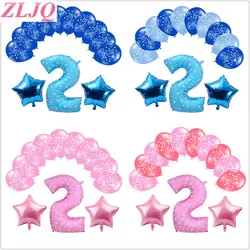 ZLJQ 13 шт. розовый и голубой номер 2 воздушный шар из фольги 2nd день рождения Globos для Baby shower мальчик девочка с днем рождения украшения Дети