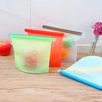 

Food Silicone Fresh Bag Reusable Vacuum Sealed Freezer Bag Slide Lock Snacks/Sandwiches/Meat Marinades Storage Bags Kitchen Tool