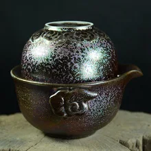 Переменная глазурованная кружка Quik temmoku глазурованный чайный набор наборы чайный горшок чашка для чая, гайвань, портативный дорожный красочный чайный набор бутылка для напитков горшок