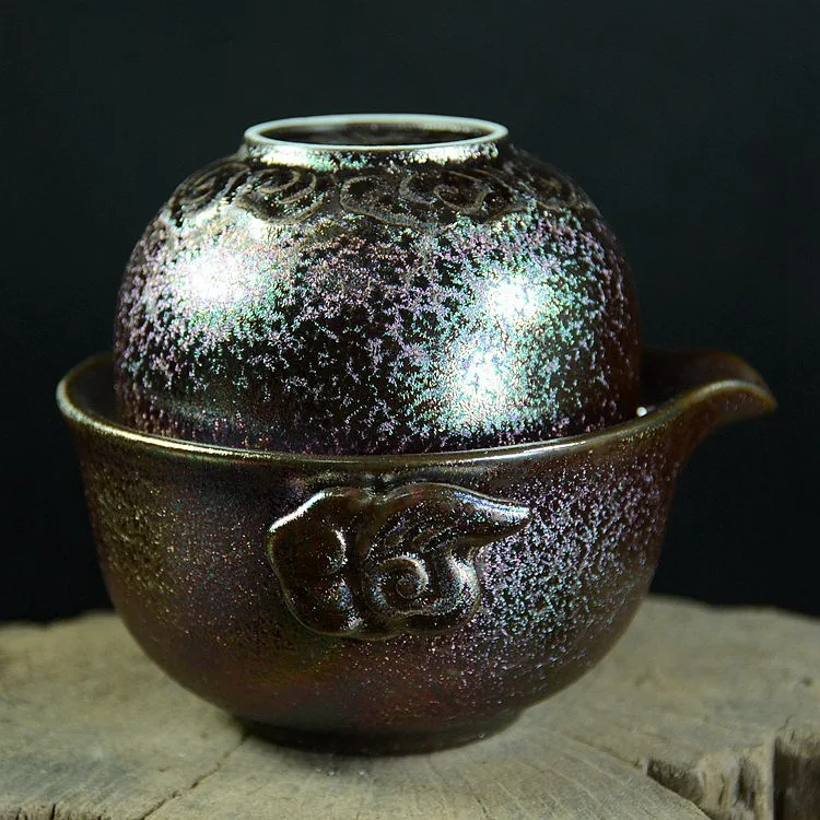 Variable glaze quik cup temmoku glaze Tea sets Teapot Tea Cup Gaiwan,Portable Travel Colorful Tea Set Teaset teacup kettle Pot Variable glaze quik cup temmoku glaze Tea sets Teapot Tea Cup Gaiwan,Portable Travel Colorful Tea Set Teaset teacup kettle Pot