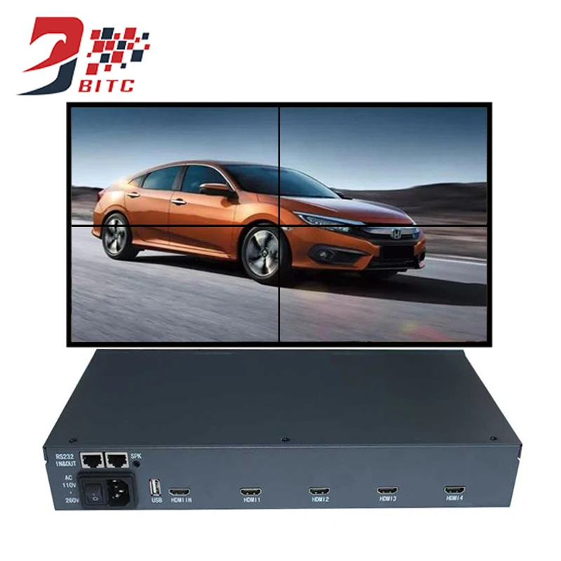 

SZBITC Video Wall Processor Video Wall Controller 2x2 USB,AV,HDMI Input Image 180 degrees Rotation Splitter With RS232 Control