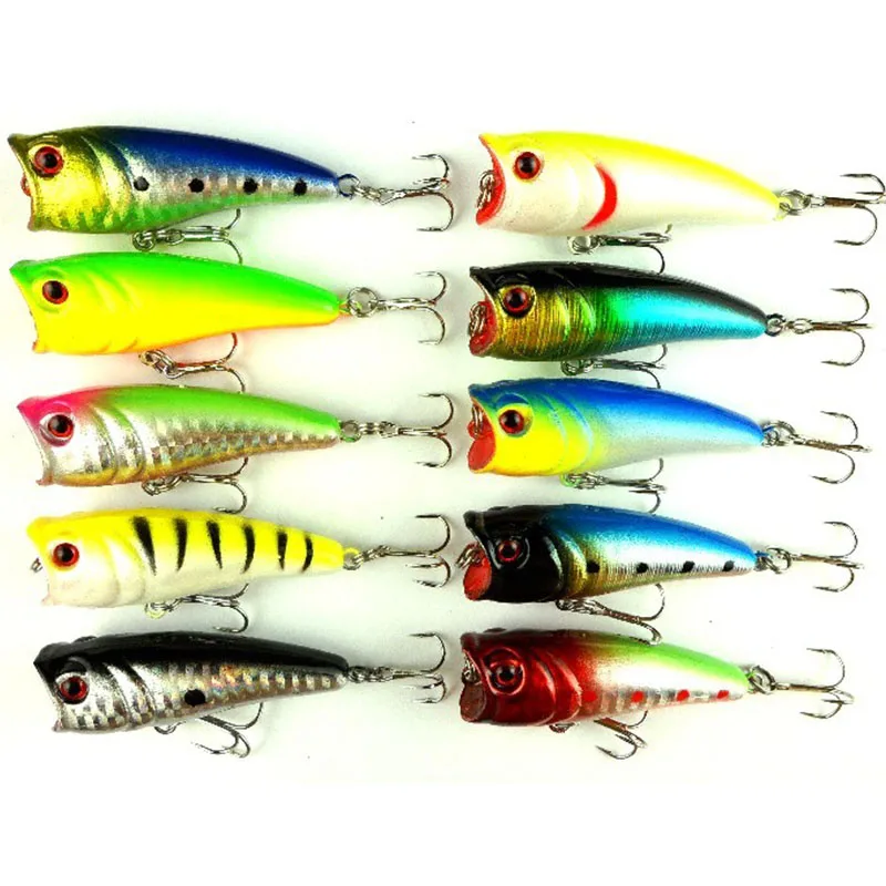 10pcs 6CM 7G Popper Top water plastic popper fishing lures pike peche