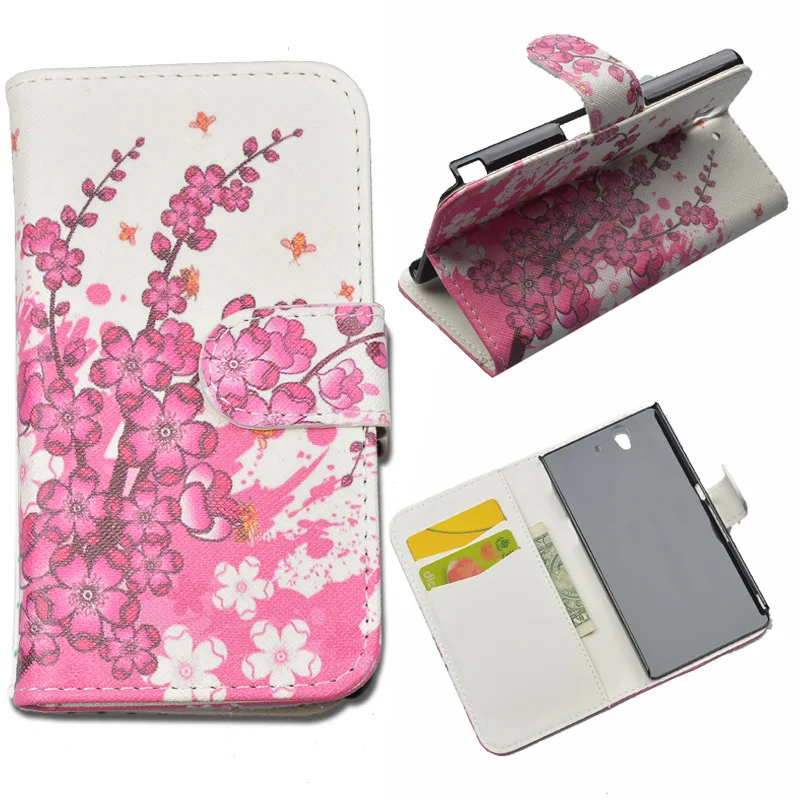 Painting Pattern Flip PU Leather Case for Sony Xperia Z L36H C6603 C6602 Cover Wallet Phone Cases with Card Holder