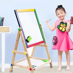 Регулируемый Детский мольберт доска для рисования складной блокнот Магнитный двухсторонний деревянный доска для рисования и письма