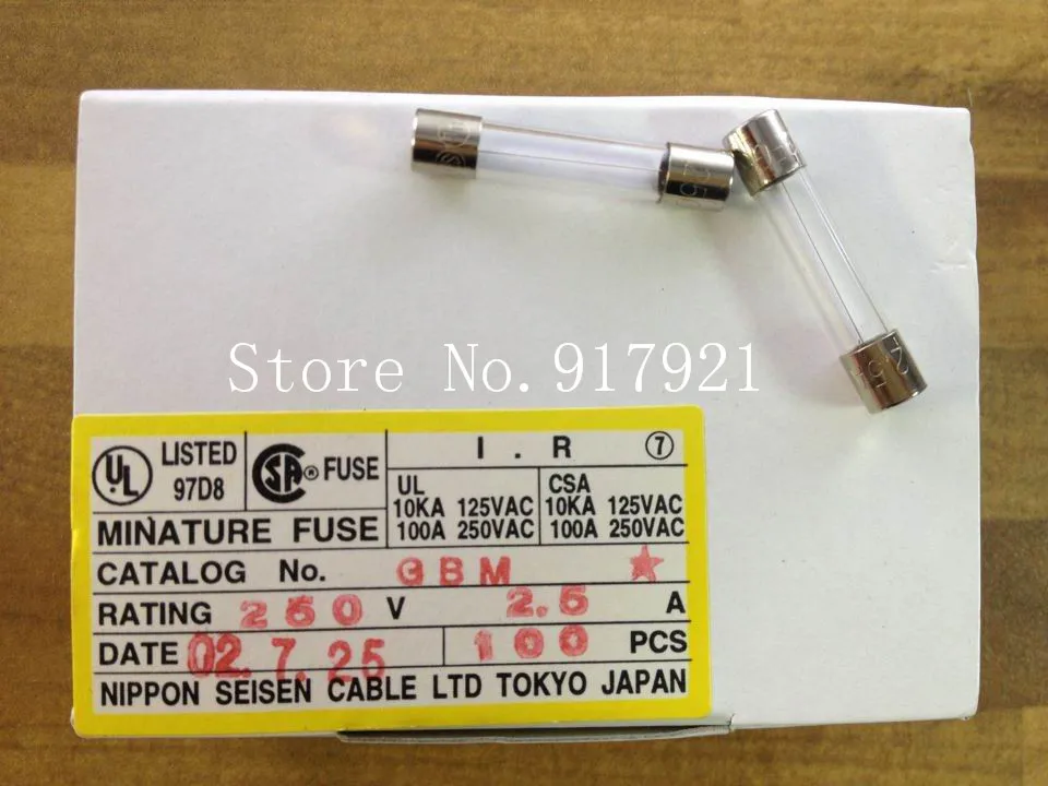[ZOB] импортный японский струйный GBM 6X30 2.5A250V предохранитель микро страховая трубка