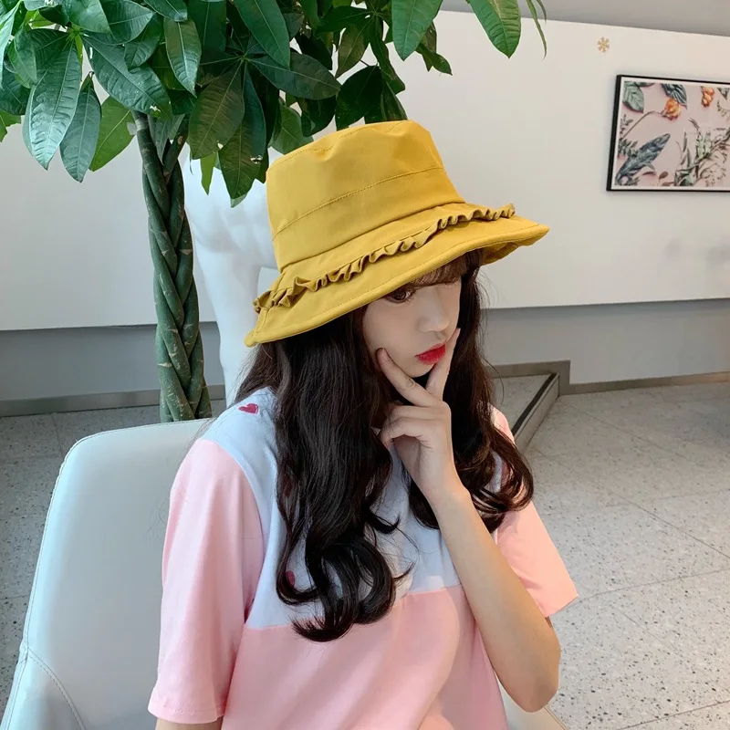 

Candy Color Bucket Hat for Women Hip Hop caps Fisherman Hat Adult Men Panama Bob Summer Flat Hats Wide Brime