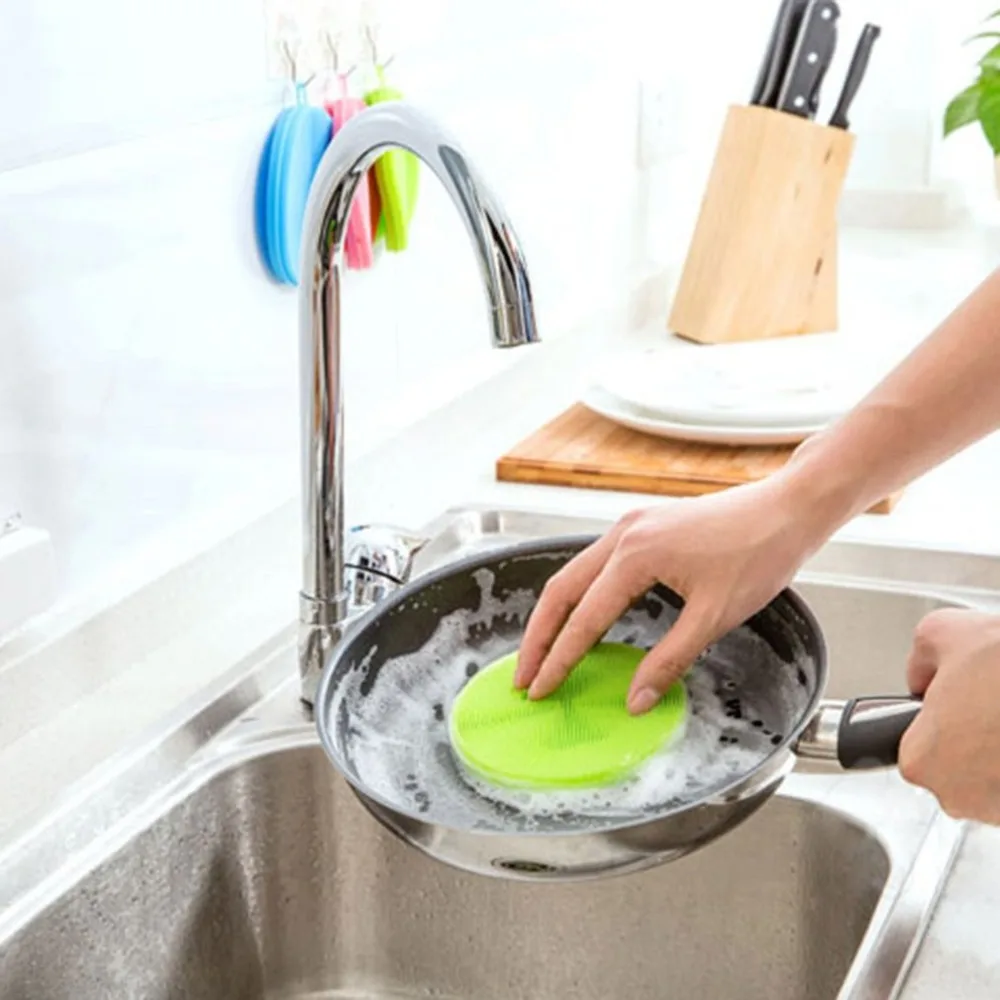 

Cleaning Brushes Silicone Dish Bowl Scouring Pad Pot Pan Easy to Clean Wash Brushes Cleaner Sponges Dish Cooking Tool